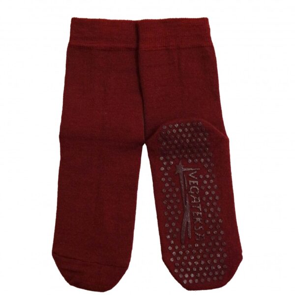 Socks with anti-slip sole, burgundy, Vegatexsa