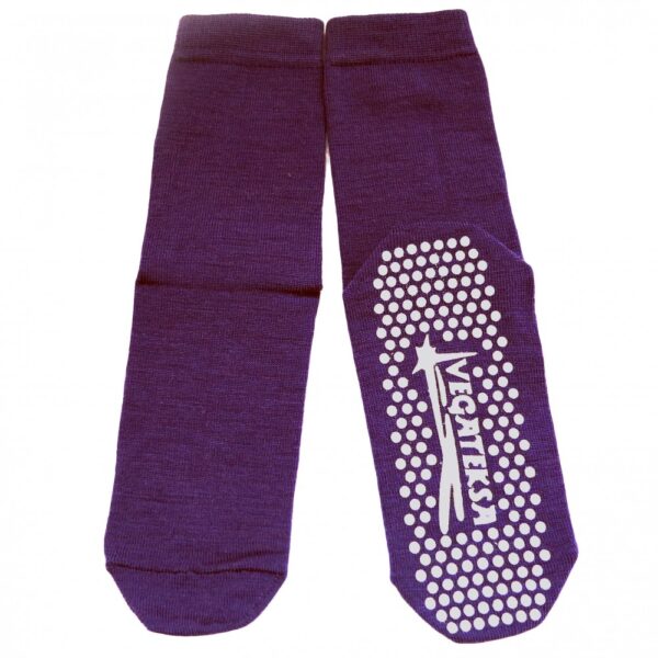 Socks with anti-slip sole, purple, Vegatexsa